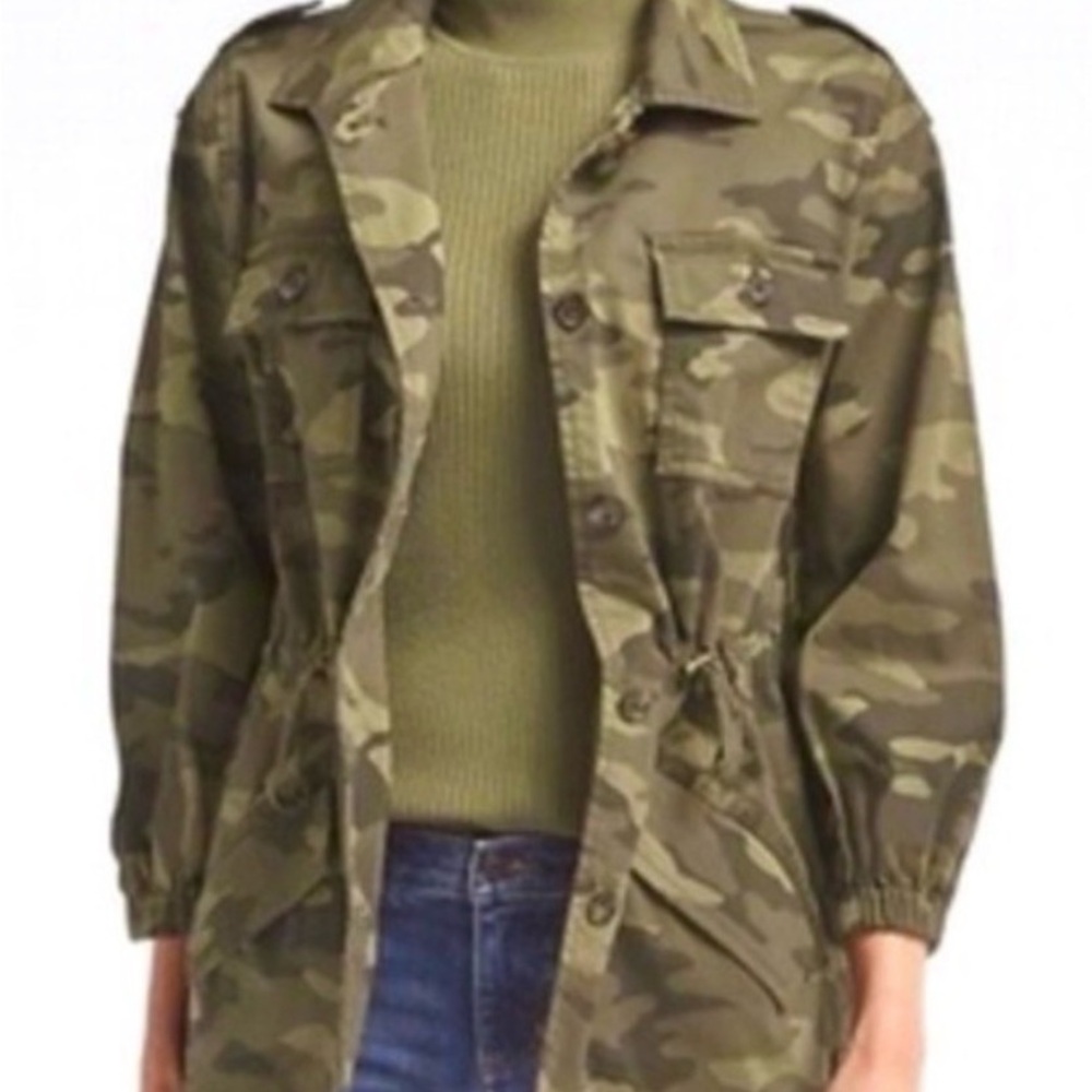 Banana Republic Camo Utility Jacket Small Olive Green Military Anorak Like New